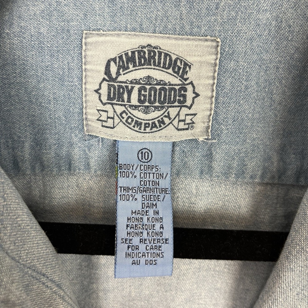VTG Western Denim Shirt Women's 10 Suede Yoke Embroidered Snap Cowboy Ranchwear - Picture 11 of 14